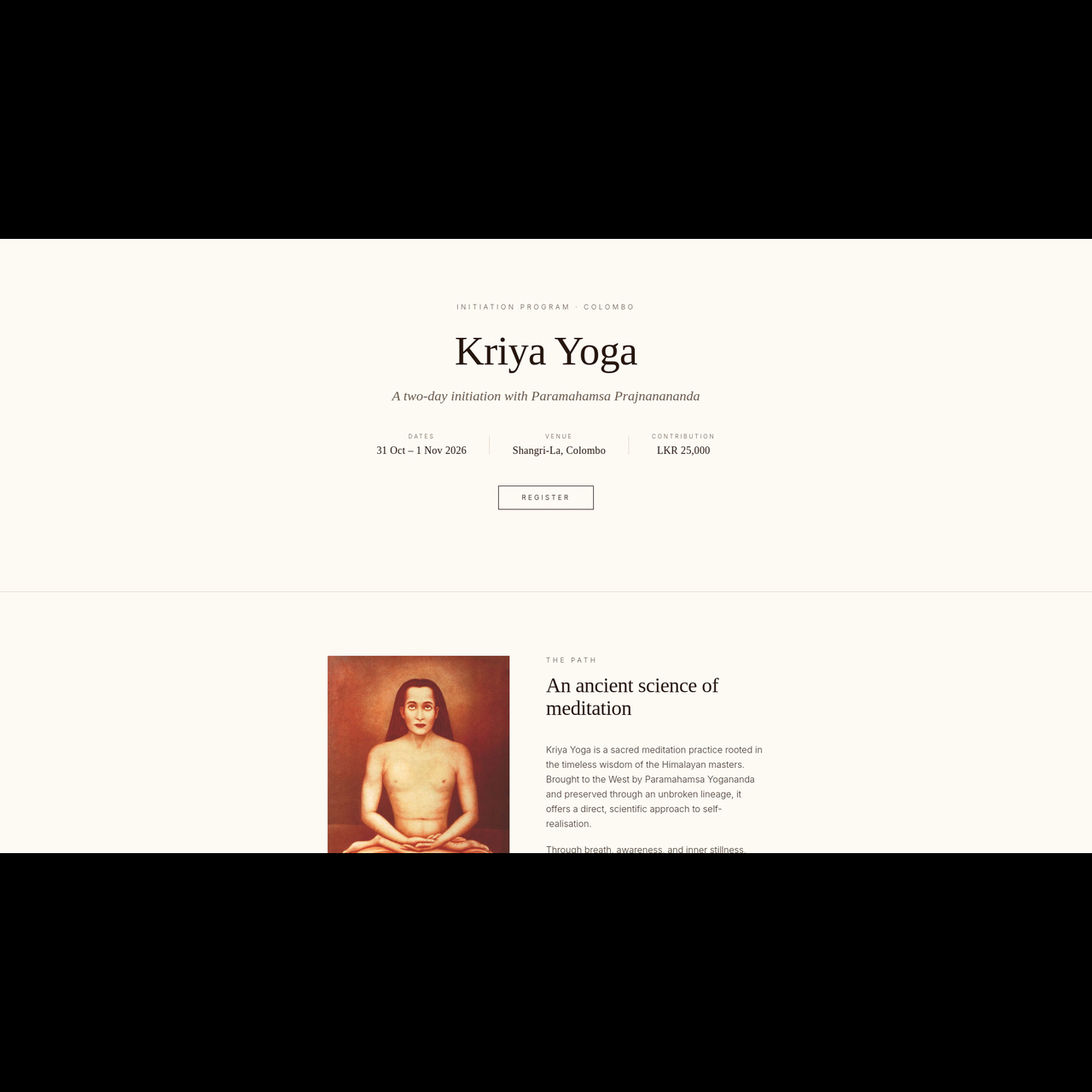 Kriya Yoga Initiation Program — Colombo
