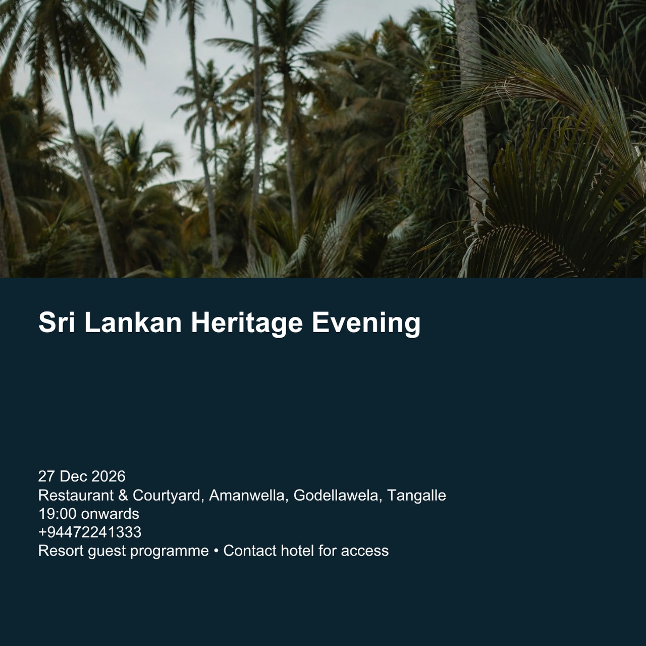 Sri Lankan Heritage Evening — Amanwella