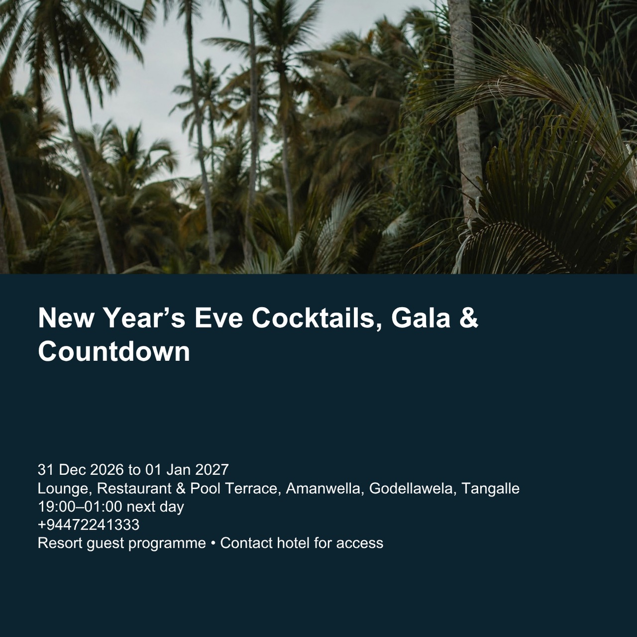 New Year’s Eve Cocktails, Gala & Countdown — Amanwella